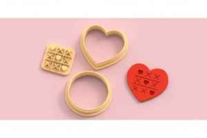 VDAY'26 - 5. Tic Tac Toe Heart Detail Cutter - 3 pc set