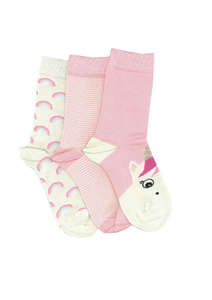 Products: Kid's Unicorn Bamboo 3 Pair Pack Crew Columbine