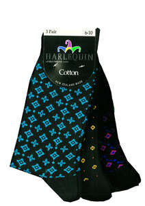 Products: Men's Mix Pattern Cotton Crew 3 Pair Pack Columbine