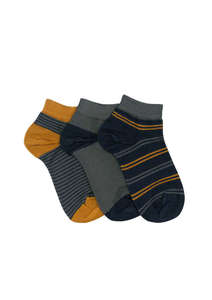 Products: Kid's Stripe Bamboo 3 Pair Pack Liners Columbine
