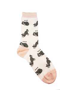 Women's Sleeping Cat Cotton Crew Columbine