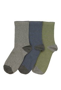 Women's Fine Stripe Cotton Crew 3 Pair Pack Columbine