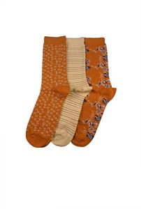 Products: Women's Flowers & Stripes Cotton Crew 3 Pair Pack Columbine