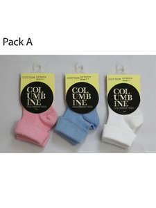 Products: 3 x Cotton Turnover Top Socks Pack A Columbine