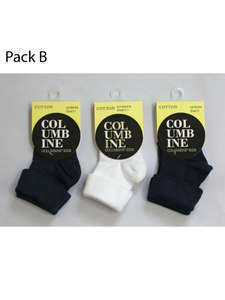 3 x Cotton Turnover Top Socks Pack B Columbine