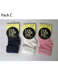 3 x Cotton Turnover Top Socks Pack C Columbine