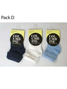 3 x Cotton Turnover Top Socks Pack D Columbine