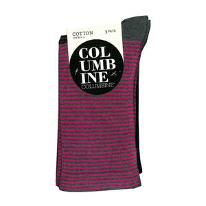 Women's Fine Stripe Cotton Crew 3 Pair Pack Columbine