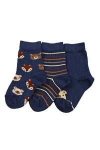 Infant's Animal Faces Cotton 3 Pair Pack Crew Columbine