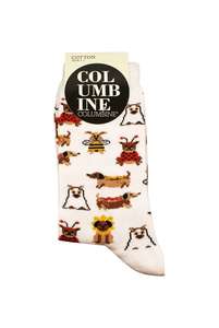 Women's Dressed Up Dogs Cotton Crew Columbine