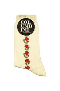 Women's Embossed Flower Cotton Crew Columbine