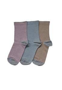 Women's Fine Stripe Cotton Crew 3 Pair Pack BSA Columbine