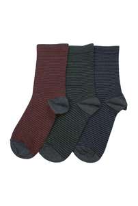 Women's Fine Stripe Cotton Crew 3 Pair Pack DGM Columbine