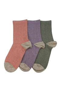 Women's Fine Stripe Cotton Crew 3 Pair Pack PLB Columbine