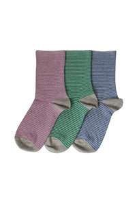 Women's Fine Stripe Cotton Crew 3 Pair Pack WEMB Columbine