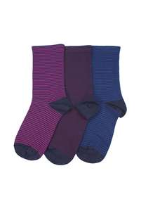 Women's Fine Stripe Cotton Crew 3 Pair Pack WVB Columbine