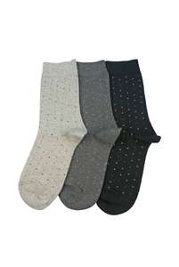 Products: Women's 3 Tone Pin Spot Cotton Crew 3 Pair Pack LBD Columbine