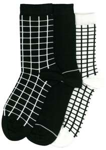 Women's Grid Pattern Cotton Crew 3 Pair Pack Columbine