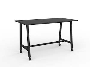 Black Desk: Cubit Bar Leaner with Castors 1800 x 900