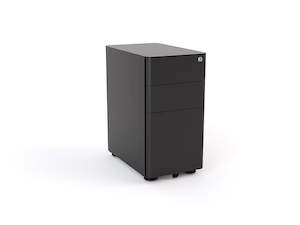 Black Desk: Agile 2 + File Draw Slim Mobile Pedestal