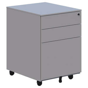 White Desks: Cube Metal Mobile Pedestal - Silver Only