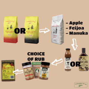 Products: Combo Deal 5 - Charcoal, Wood, BBQ Sauce, Rub & Firelighters