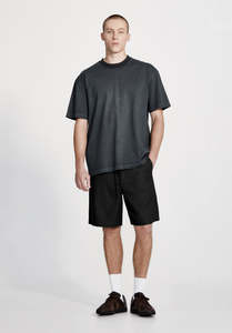 Bottoms Mens: LINEN BLEND STUDIO SHORT, BLACK