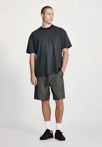 Bottoms Mens: LINEN BLEND STUDIO SHORT, FOG