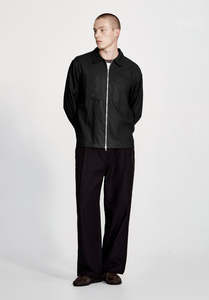 LINEN BLEND OVERSHIRT, BLACK