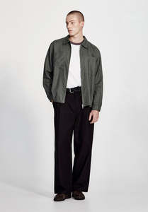 Outerwear Mens: LINEN BLEND OVERSHIRT, FOG