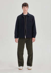 Outerwear Mens: WOOL BLEND SHACKET, NAVY