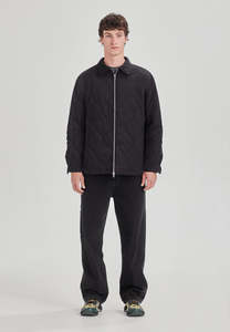 Outerwear Mens: QUILTED ZIP JACKET, BLACK