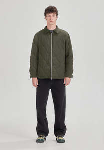 Outerwear Mens: QUILTED ZIP JACKET, OLIVE GREY