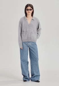 BOXY POLO KNIT, MARLE