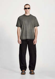 COTTON JERSEY STUDIO TEE, FOG WITH BLACK