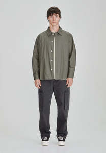 Sale Shirts Men: BOX FIT LS POPLIN SHIRT, OLIVE GREY