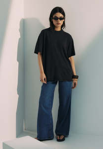 Last Ones Womens: HEMP JERSEY BOY TEE, VINTAGE BLACK