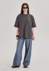 HEAVY LONGLINE TEE, GRAPHITE