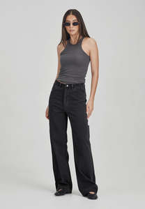 Last Ones Womens: FINE RIB TANK, SHADOW