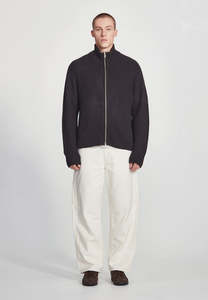 Last Ones Mens: CHUNKY KNIT ZIP THROUGH, CHARCOAL