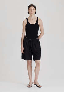 POPLIN FESTIVAL SHORT, BLACK