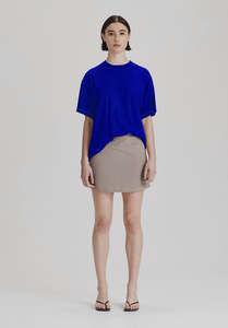 WOMENS BOY TEE, COBALT W WHITE STITCH