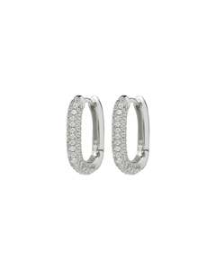 Pave Chain Link Huggies- Silver