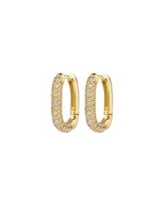 Luv Aj: Pave Chain Link Huggies- Gold
