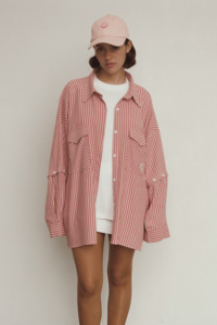Ss24 Classico: Classico Overshirt - Pink/Red