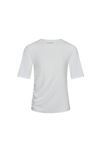 Tops: Ruched SS Tee - Ivory