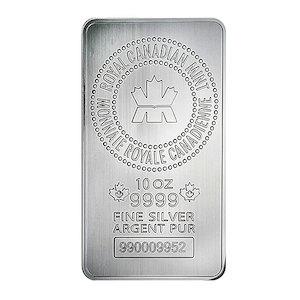 Products: 10 oz Royal Canadian Mint Silver Bar