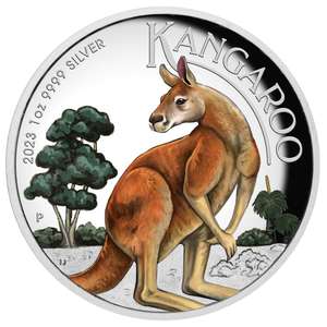 Numismatic Coins - View our collections: 2023 Australian Kangaroo 1oz Silver – Proof High Relief – Coloured Coin