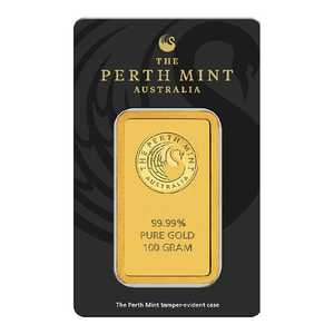 Bullion: 100g Perth Mint Gold Minted Bar – Kangaroo