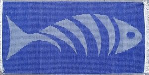 Skeletal Fish Design in Blue and Grey